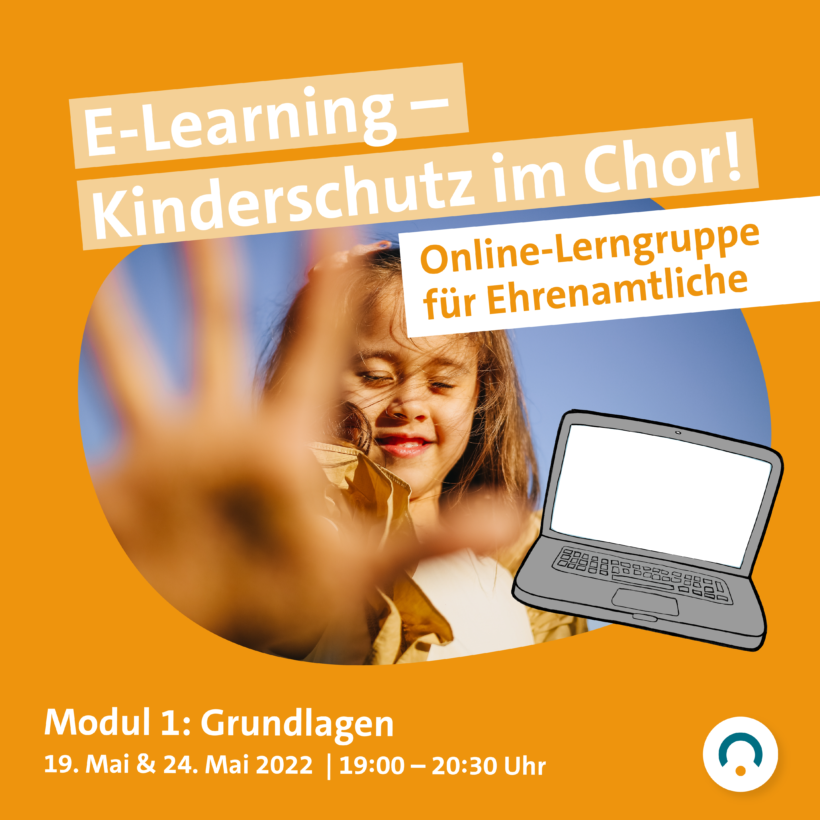 E-Learning – Kinderschutz im Chor, Online Lerngruppe für Ehrenamtliche, lächelndes Mädchen hält die Handfläche in die Kamera