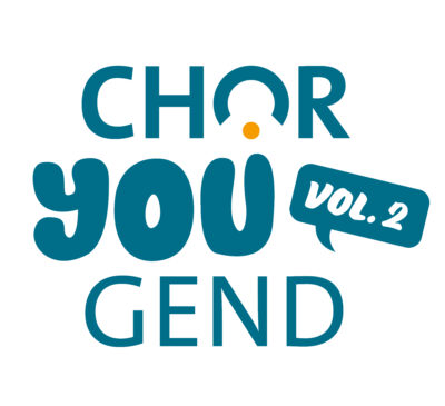 petrolfarbener Schriftzug: ChorYOUgend Vol. 2