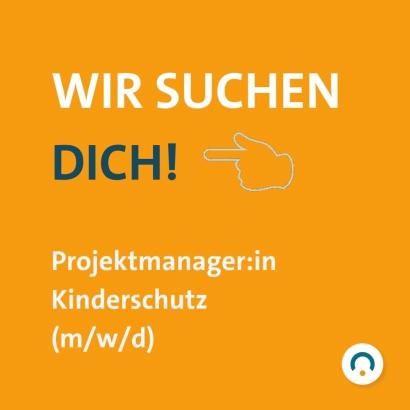 Wir suchen dich! auf orangefarbenem Hintergrund.