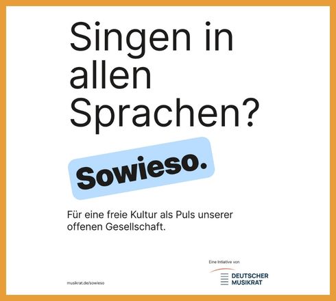 Grafik mit Text: Singen in allen Sprachen? Sowieso. Für eine freie Kultur als Puls unserer offenen Gesellschaft.