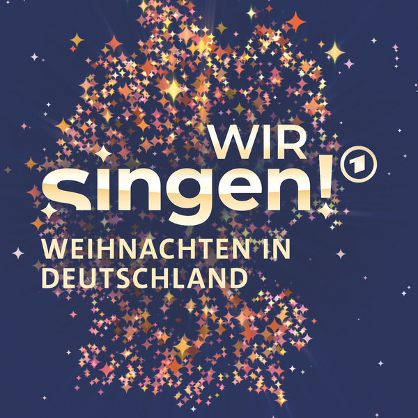 Deutschlandform aus vielen Sternen, Schriftzug: Wir singen! Weihnachten in Deutschland
